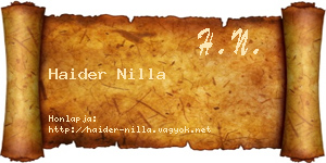 Haider Nilla névjegykártya